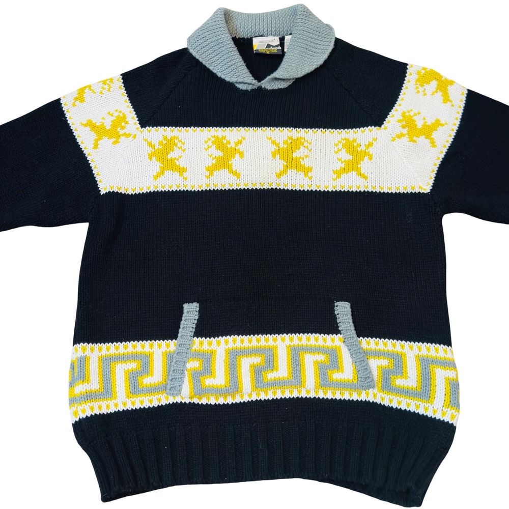 Mecca‎ vintage Mens XL Greek Key Aztec Print Knit Sweater - Picture 2 of 11